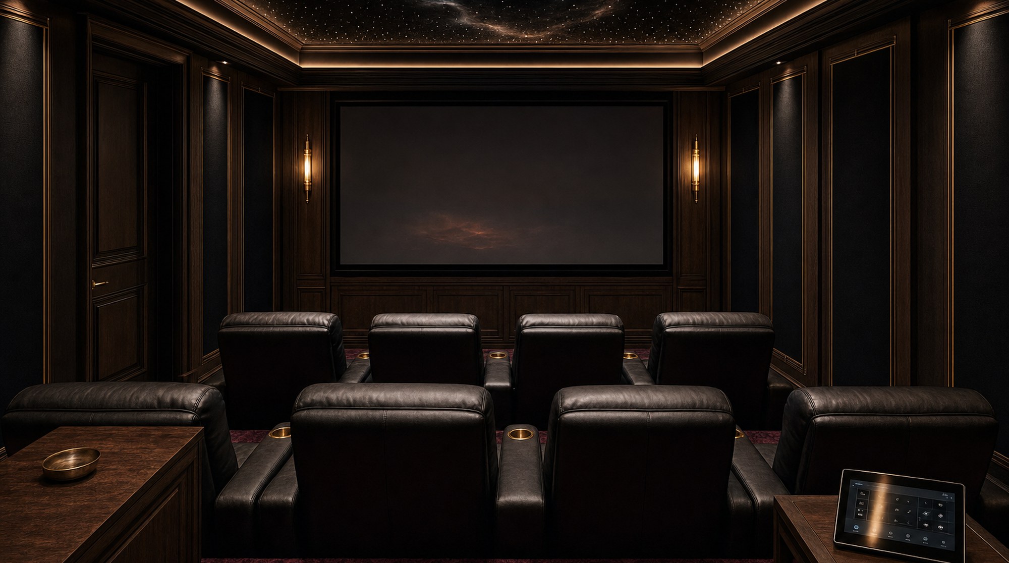 Preston Hollow formal cinema wing with acoustic treatment and calibrated projection