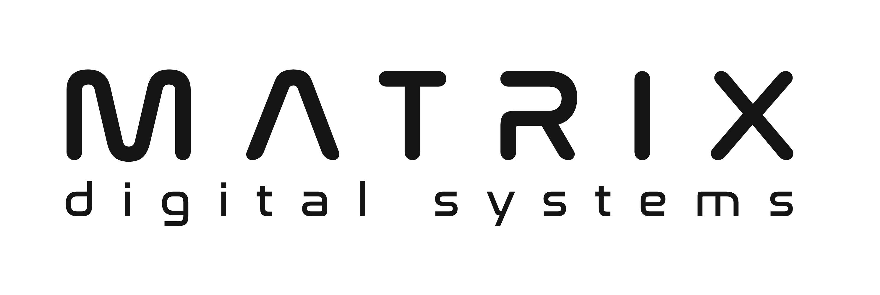 A black and white logo of matrix digital systems